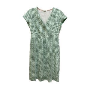 Boden Dress Green White Geometric Print A Line Cotton Stretch Pull On US Size 6